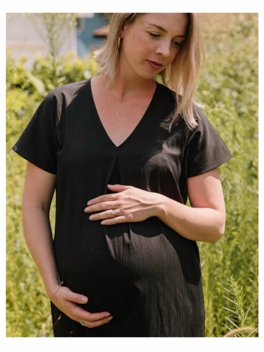V-Neck Red Women's Dress Maternity